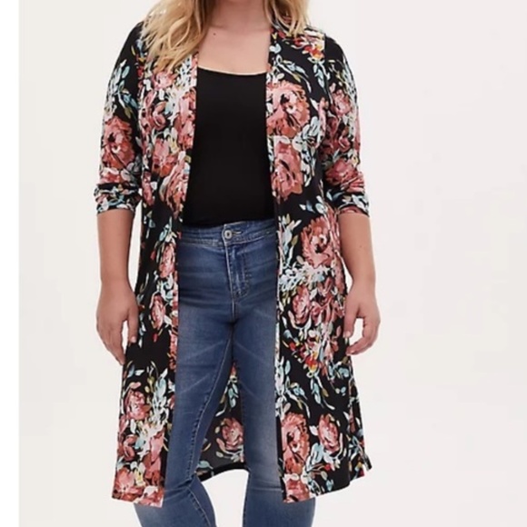 Torrid Black Floral Cardigan - Plus Size 00 - Picture 5 of 11
